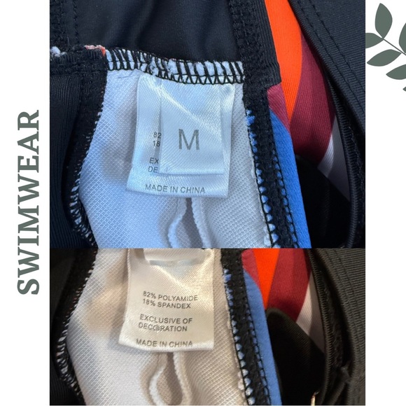 🛍️3/$40 Bold Rainbow Stripe Bikini Top Adjustable Straps Sporty Swim Bra Medium - Picture 4 of 4